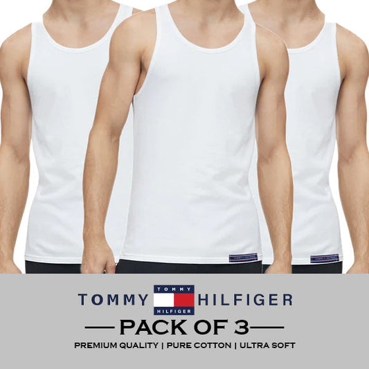 T-H Mens Vest Banyan for Mens Slim Fit White ( Pack of 3 )