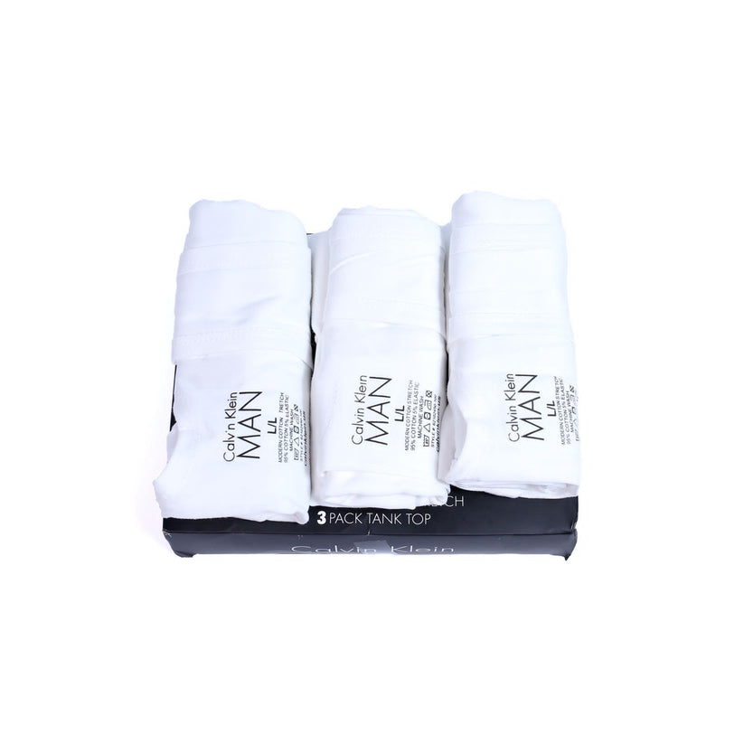 C-K Mens Vest Banyan for Mens Slim Fit White ( Pack of 3 )
