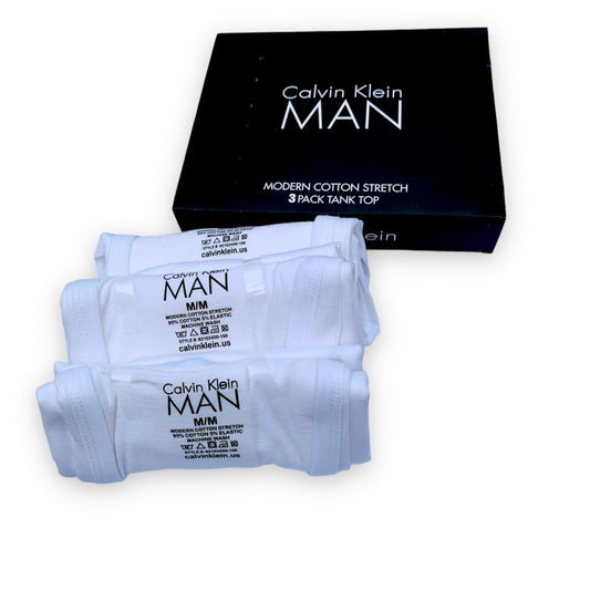 C-K Mens Vest Banyan for Mens Slim Fit White ( Pack of 3 )