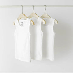 C-K Mens Vest Banyan for Mens Slim Fit White ( Pack of 3 )